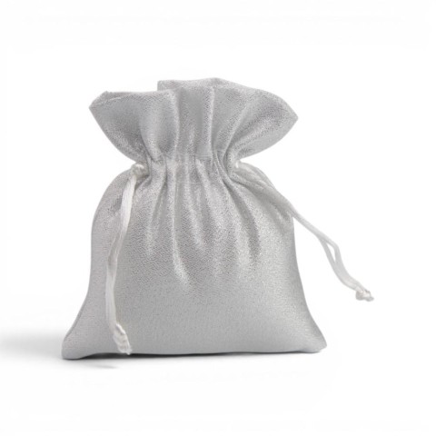 SACCHETTO STOFFA ARGENTO 10X12
